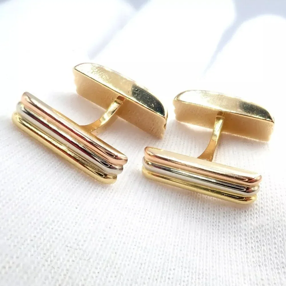 Rare! Vintage Authentic Cartier Trinity 18k Tri-Color Gold Cufflinks